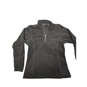 Lands End Kids Size L 12 Black Fleece Half-Zip Pullover School Fall Basic Preppy